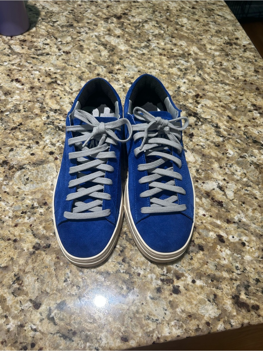 P448 Men's Royal Blue Suede Sneakers with Gray Laces